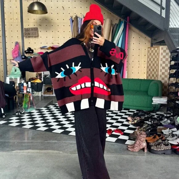 Dressed in LALA Here's To The Weirdos Oversized Cardigan NWT - Picture 4 of 5